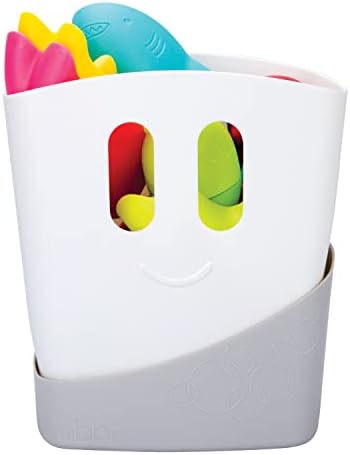 Ubbi Freestanding Bath Toy Organizer Bath Caddy with Removable Drying Rack Bin and Scoop for Toddlers and Baby, Gray