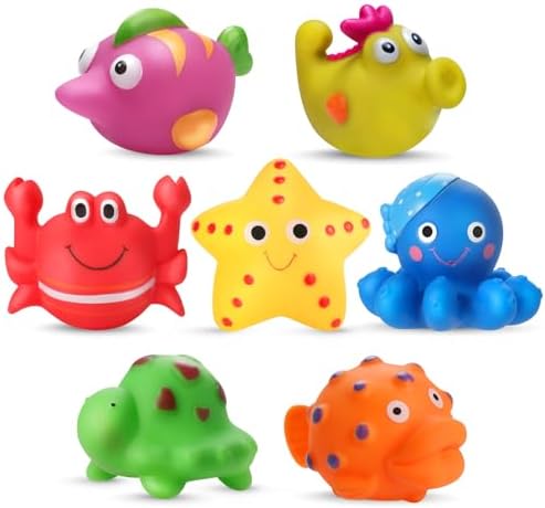 ZGLYMUS Mold Free Baby Bath Toys for Kids Ages 1-3,No Hole No Mold Sea Animal Bathtub Toys for Infants 6 - 12- 18 Months, Shower Toys Bath Toys for Toddlers 1-3 Boys Girls (7 Pcs with Storage Bag)