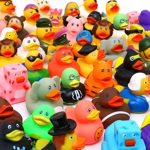 WQTHE 30 Pack Rubber Duck for Jeeps Ducking - 2" Bulk Floater Duck for Kids - Baby Bath Toy Assortment - Party Favors, Birthdays, Bath Time, and More (30 Varieties)