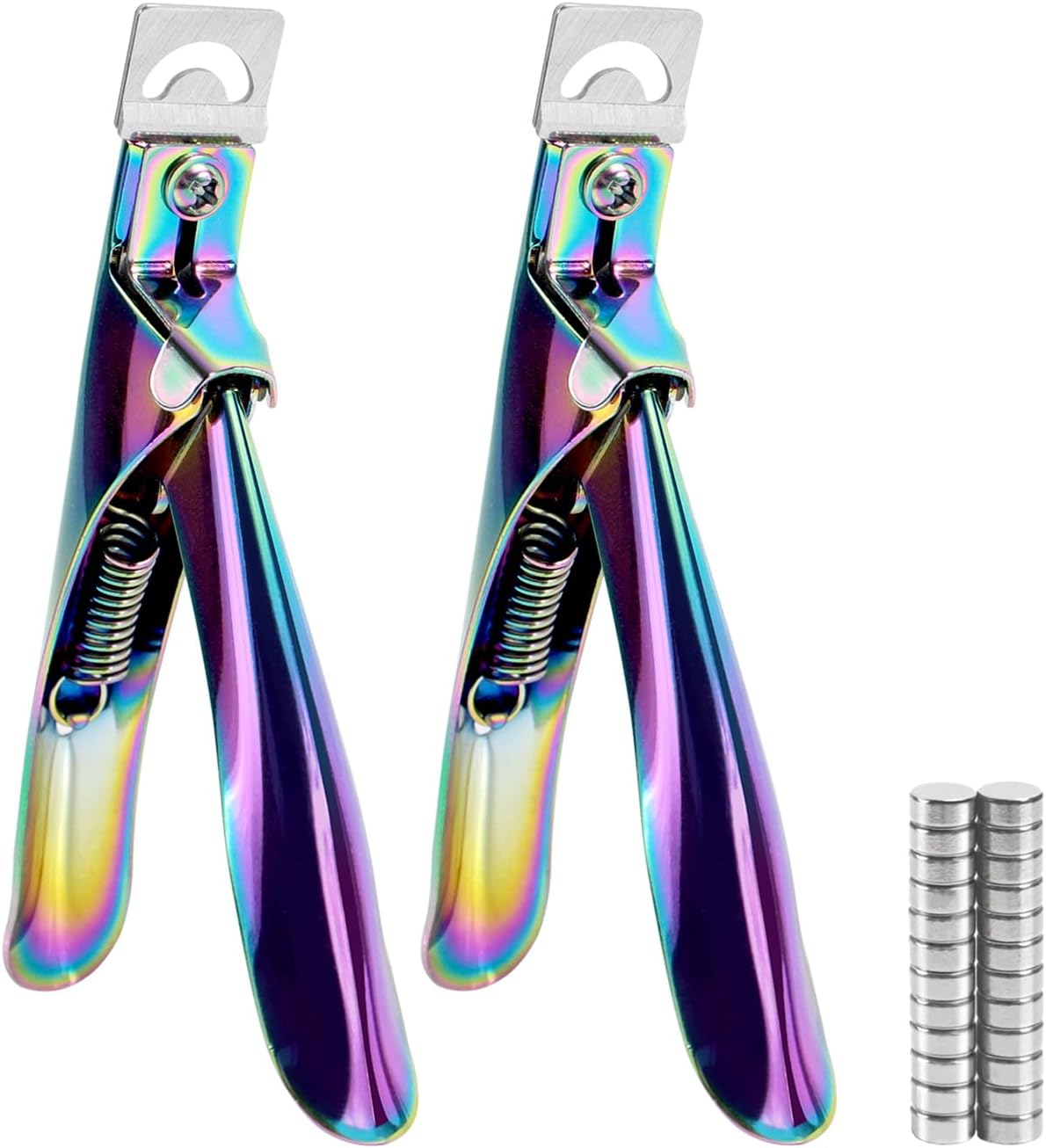 Acrylic Nail Clippers with Sizer Magnets 2pcs, Inartato Fake Nail Tips Cutters for Nail Tips Professional Manicure Tools Acrylic Nail Art Supplies (Rainbow)