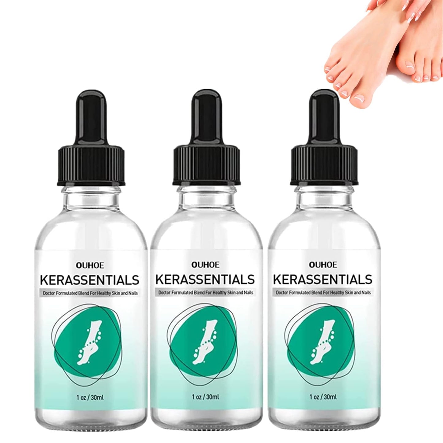 3PCS Kerassentials Toenail Treatment Oil, Natural Kerassentials Toenail Oil for Nails, Kerasentials Toenail Nail Treatment for Repairing Damaged and Discolored Nails (30ml)