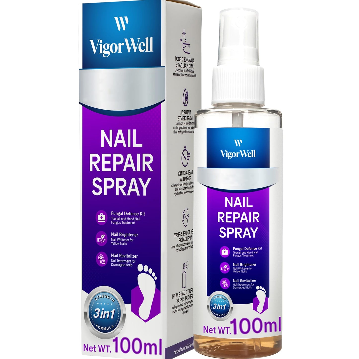 Toenail Fungus Treatment Spray: Nail Fungus Treatment For Toenail, Toe Nail Fungus Treatment Extra Strength 3-in-1 for Remove Fungus, Renews and Strengthens Nails (100mL) (100 mL)