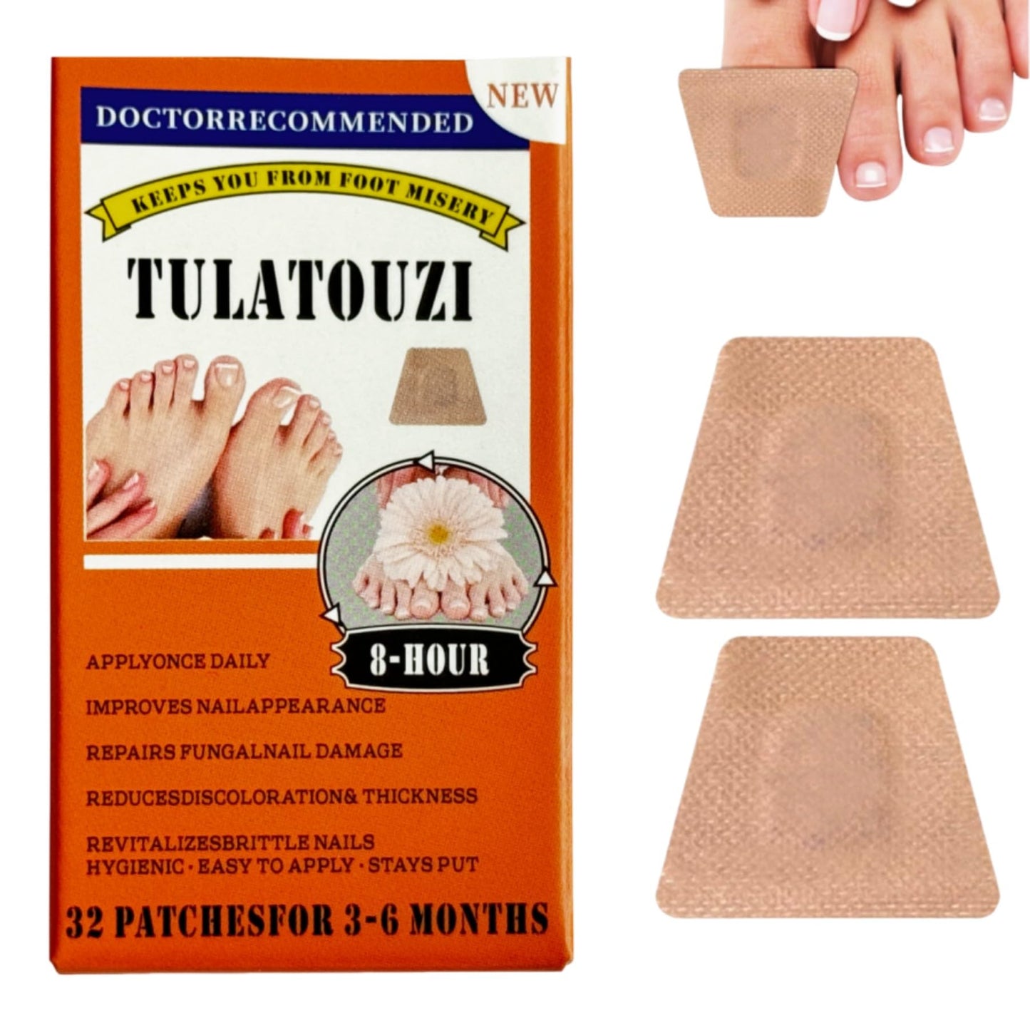 Toenail Fungus Treatment Patches,Extra Strength Solution for Nail Fungus on Toenails,Effective Relief nail fungus treatment for toenail,One patch daily, visible results at a glance(32 patch)