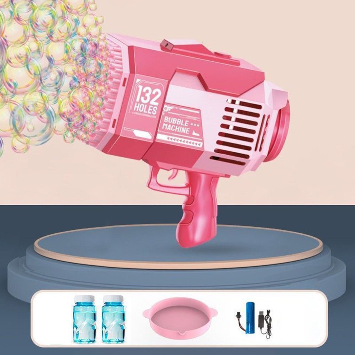132 Holes Bubble Gun Bazooka Bubble Blaster Gun