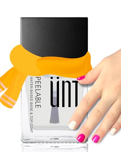UNT Fantasy Clear Peel Off Top & Base Coat for kids nail polish, 2-In-1 Quick Dry Water Based Nail Polish, Pregnancy-safe & Kids-friendly, Toxic-free Formula for Nail Art Sticker (1 Pack, 0.3 Fl Oz)