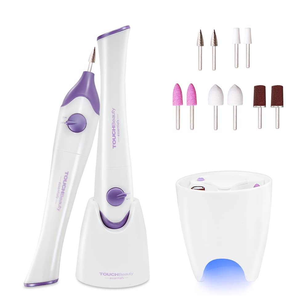 TOUCHBeauty Electric Nail File with 10pcs Nail e Drill Bits, Nail Polishing Device for Natural Fingers and Toes Care TB-1335 Purple