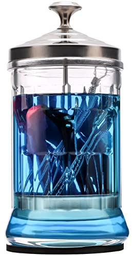 ZIBARBER Disinfectant Jar, 33 Oz Midsize Disinfecting Glass Jar for Manicure & Spa Implements, Salon Barber Tools - 7.9"H x 3.8"W