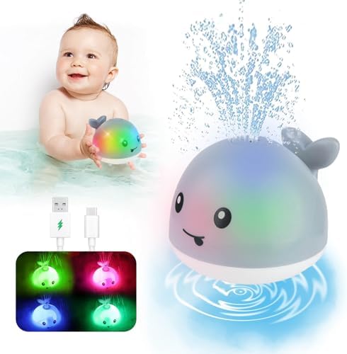 Toddla Whale Bath Toy Sprinkler - Bath Toys for Toddlers 1-3 - Light Up Water Whale Bath Toy - Bathtub Toys for Infants 6-12 Months Toddlers Age 2-4 Birthday Gift for 1 2 3 4 5 Year Old Boys Girlds