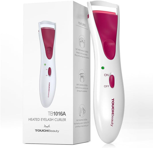 TOUCHBeauty Professional Heated Eyelash Curler, Upgrade Portable Electric Eyelash Curler for Curled Eyelashes Long Lasting Heated Painless Curved