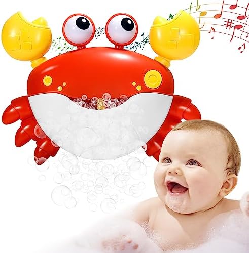 YUISTRE Crab Bubble Machine Bath Toy:Bath Bubble Maker,Blow Bubbles and Plays Children’s Songs,Bath Toys for Toddlers 1-3,Battery Operated (Red)