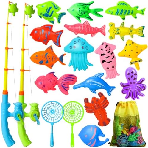 TOY Life Magnetic Fishing Game for Kids 1 3 5 with 2 Toddler Fishing Poles 2-3 Years Old Magnetic Fishing Toys for Toddlers Magnetic Baby Fishing Pole Pool Water Fish Toys Bath Toys for Kids Ages 4-8