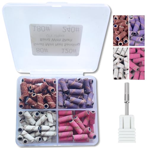 120Pcs 3.1mm Small Sanding Band Nail Drill Bit, Gorvalin Mini Sanding Bands Mandrel Nail Bit for Nail Drill Acrylic Nails Gel Manicure and Pedicure Supplies
