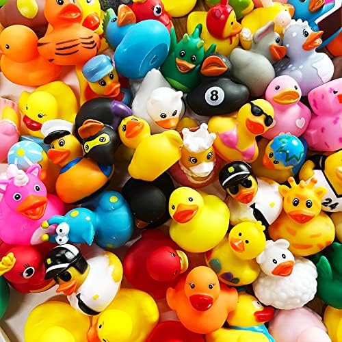 50 Pack Rubber Ducks in Bulk,Assortment Duckies for Jeep Ducking Floater Duck Bath Toys Party Favors