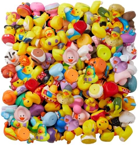 ValenLyra 100 Pack Rubber Duck for Jeeps Ducking - 2" Bulk Floater Duck for Kids - Baby Bath Toy Assortment - Party Favors, Bath Time, Birthdays, and More (100 Varieties)
