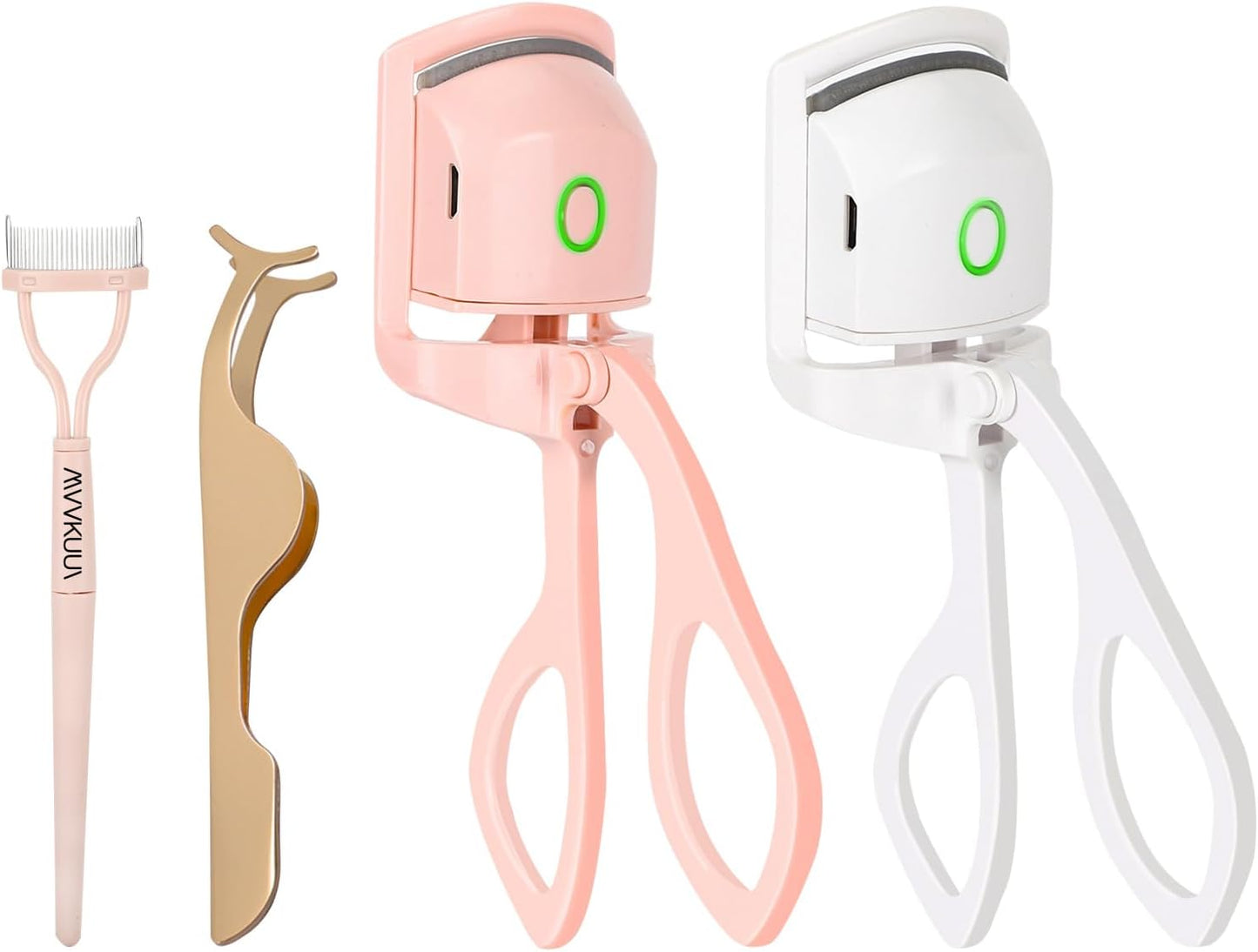 [2+2pack] Electric Eyelash Curler, Rapid Heated Eyelash Curlers, with Sensing Heating Silicone Pad, Quick Natural Curling for Long Lasting, 2Heating Modes, for Both Natural and False Eyelashes