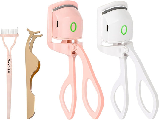 [2+2pack] Electric Eyelash Curler, Rapid Heated Eyelash Curlers, with Sensing Heating Silicone Pad, Quick Natural Curling for Long Lasting, 2Heating Modes, for Both Natural and False Eyelashes