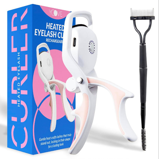 YOOVE Heated Eyelash Curlers | 3 Heating Modes, Rechargeable Heated Lash Curler for Long Lasting Curls | Includes 2-in-1 Eyelash Comb | Electric Eyelash Curler - Effortless Styling Anytime, Everywhere