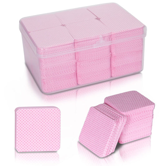 1100PCS Lint Free Nail Wipes Pink, Glue Wipes Lash Extensions - Soft Nail Polish Remover Pads, Non-Woven Nail Polish Remover Wipes - Lint Free Wipes for Nails, Eyelash Extensions, Lash Glue